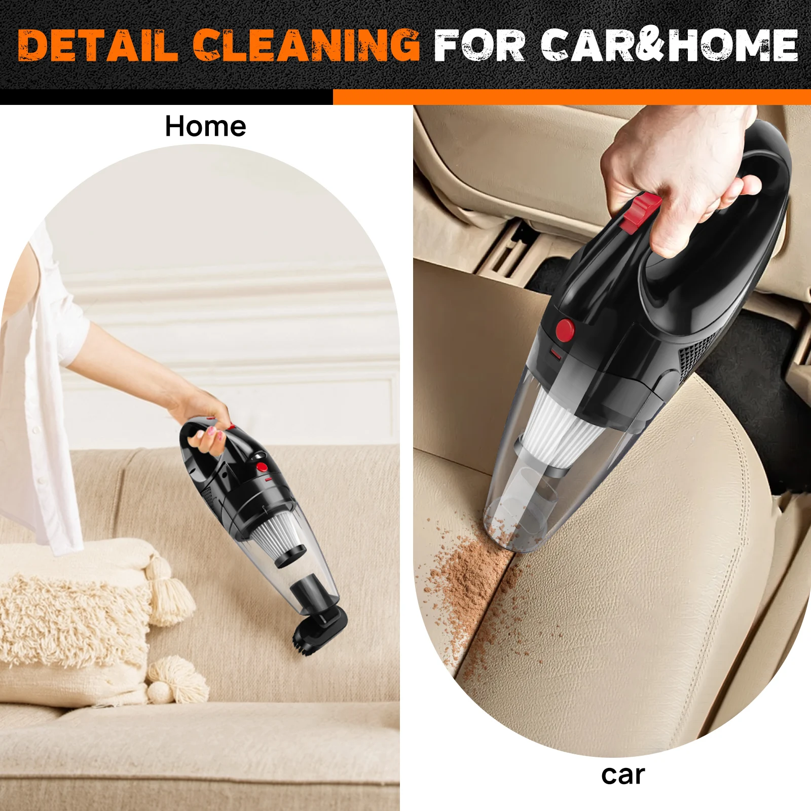 Handheld Vacuum Cleaner Cordless Strong Suction Portable Hand Vacum for Home Car Hoover,Mini Rechargeable with HEPA Filter LED - Image 3