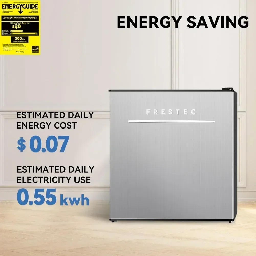 1.6 Cu.Ft Mini Fridge for Bedroom, Mini Refrigerator with Freezer, for Room and Office, Adjustable Temperature(without Handle) - Image 3